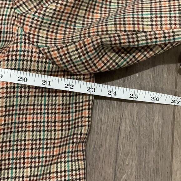 Talbots Women’s Petite Brown Orange Plaid Elbow Patches Blazer Jacket Size 20WP - Picture 5 of 8